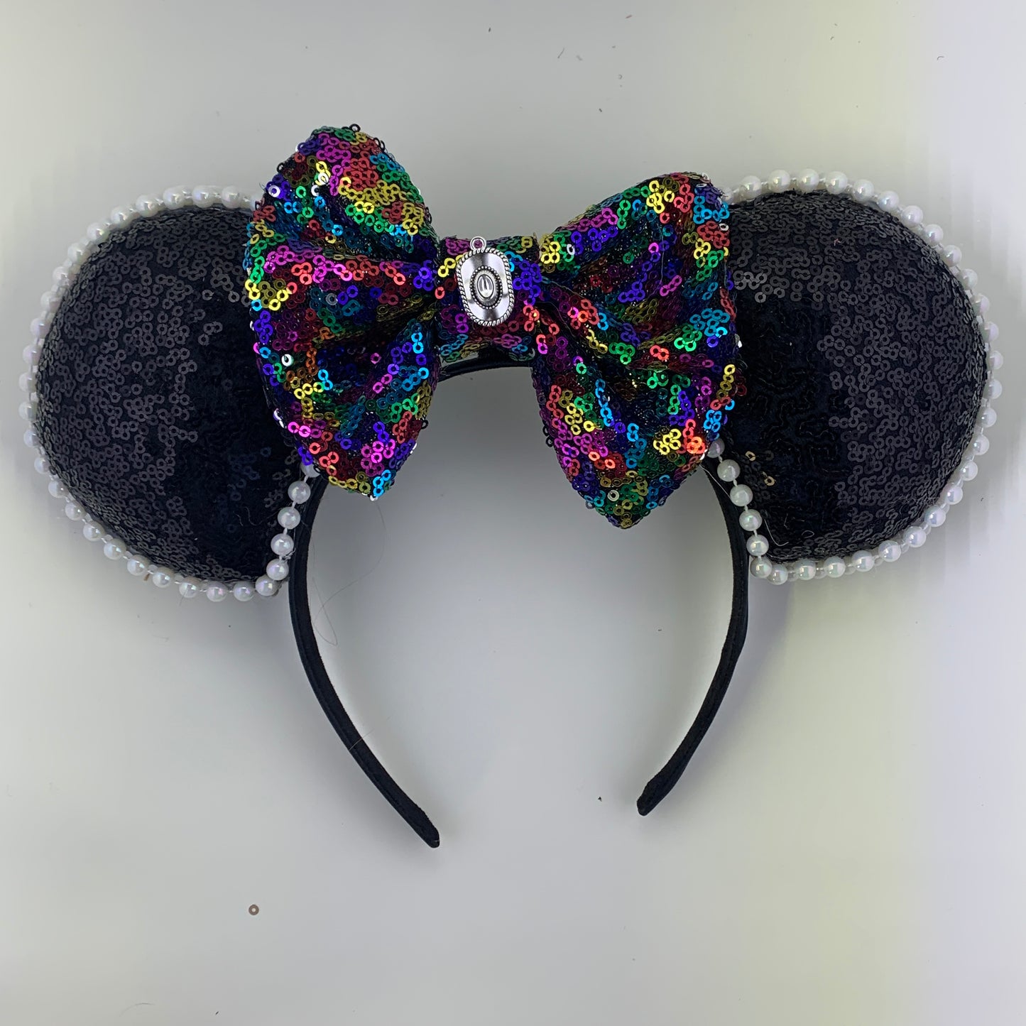 Sequin Ears For Dance Teams (Black Base | White Beads)