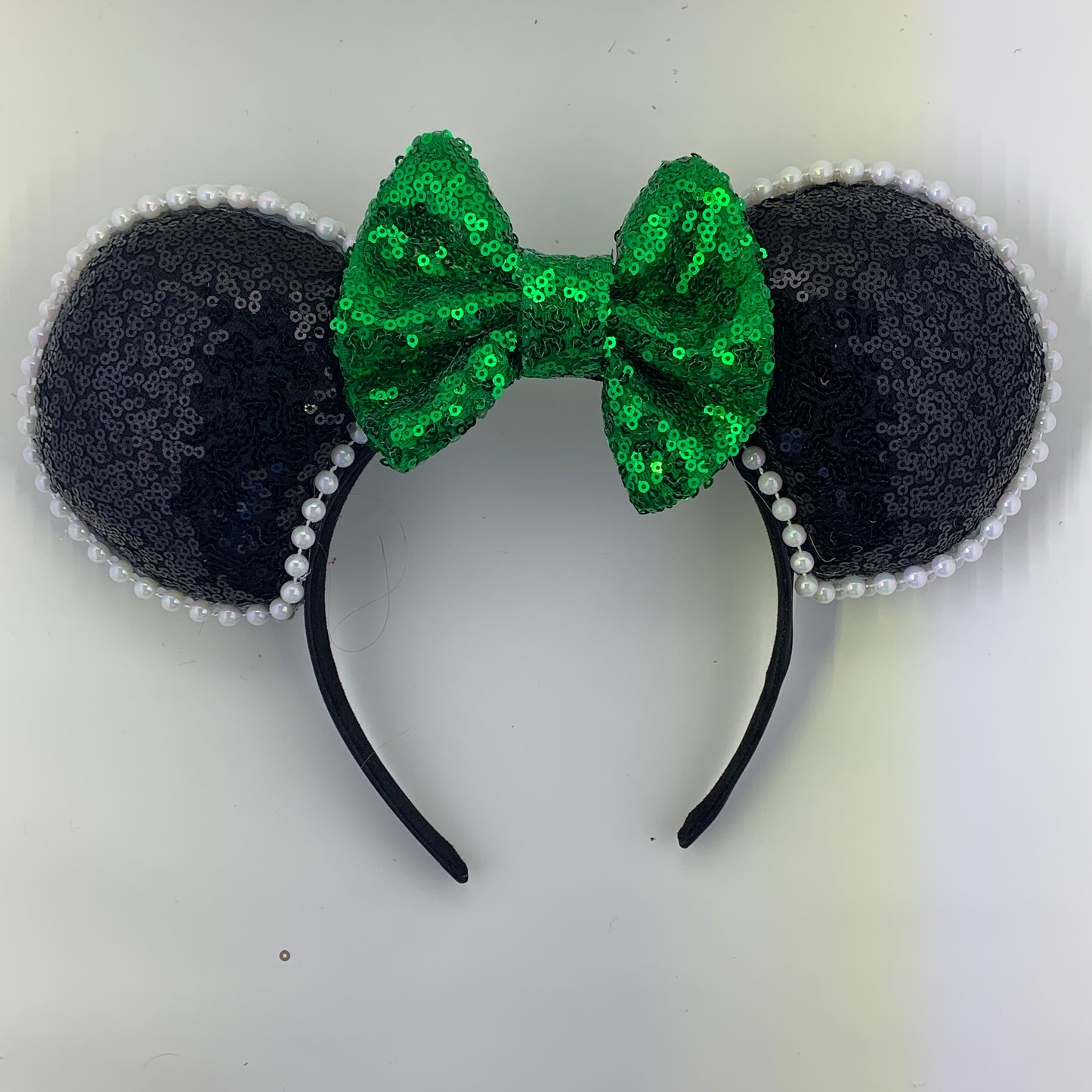 Sequin Ears For Dance Teams (Black Base | White Beads)