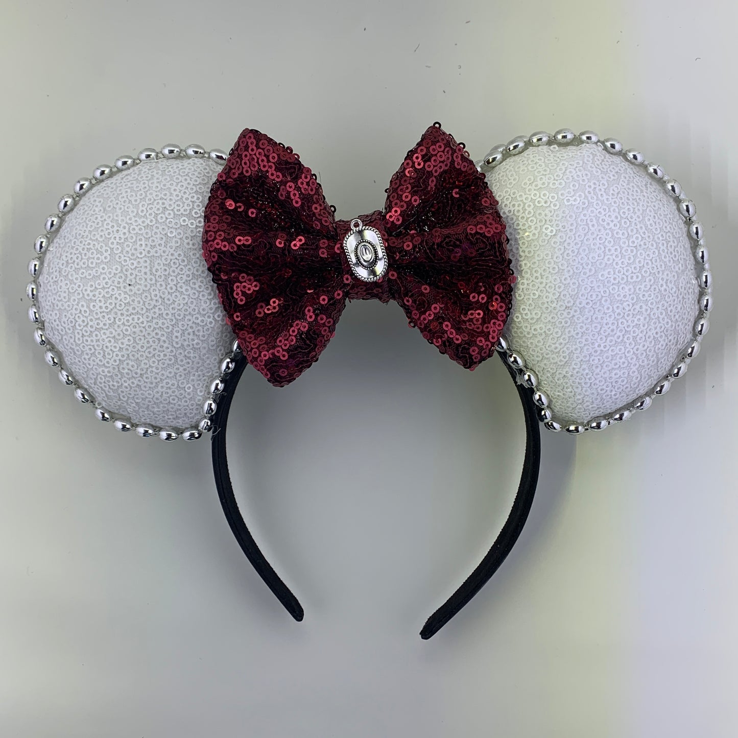 Sequin Ears For Dance Teams (White Base | Silver Beads)