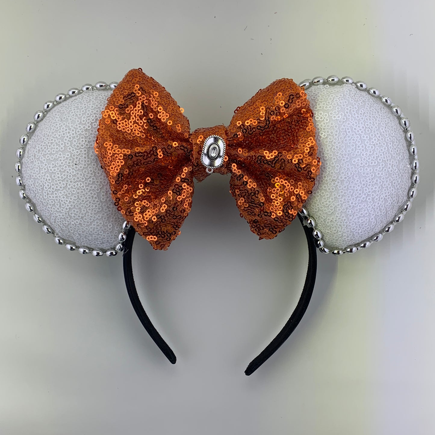 Sequin Ears For Dance Teams (White Base | Silver Beads)