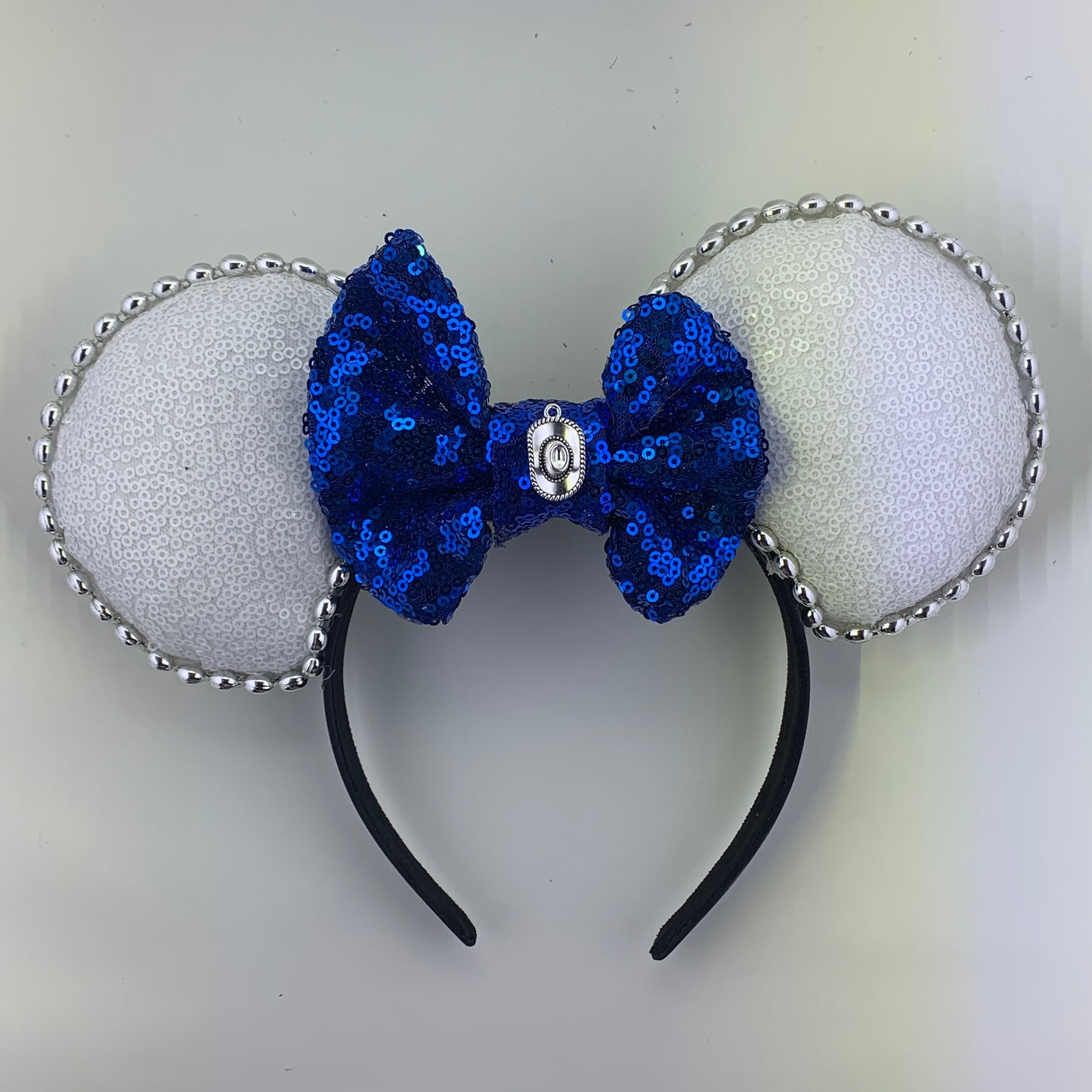 Sequin Ears For Dance Teams (White Base | Silver Beads)