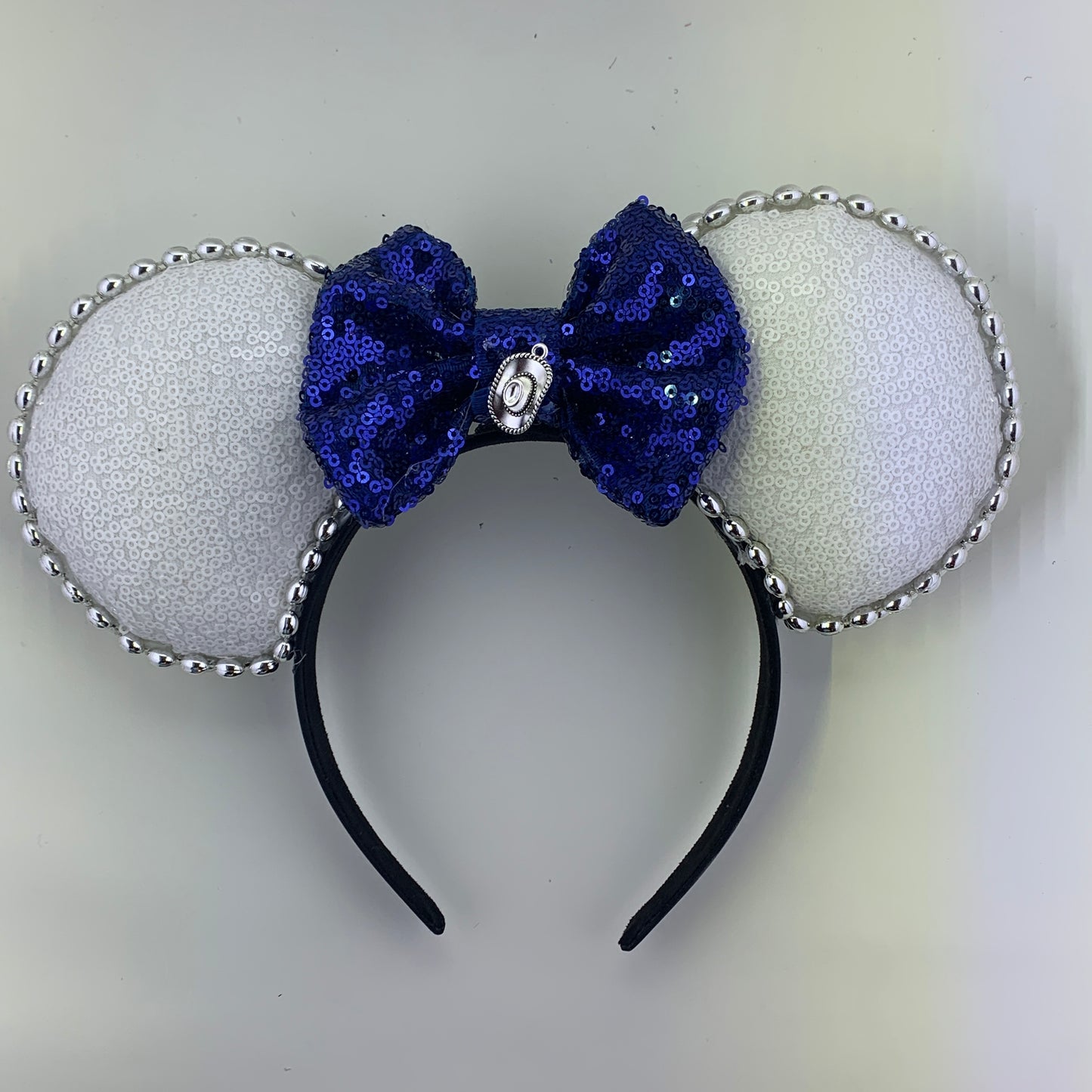 Sequin Ears For Dance Teams (White Base | Silver Beads)