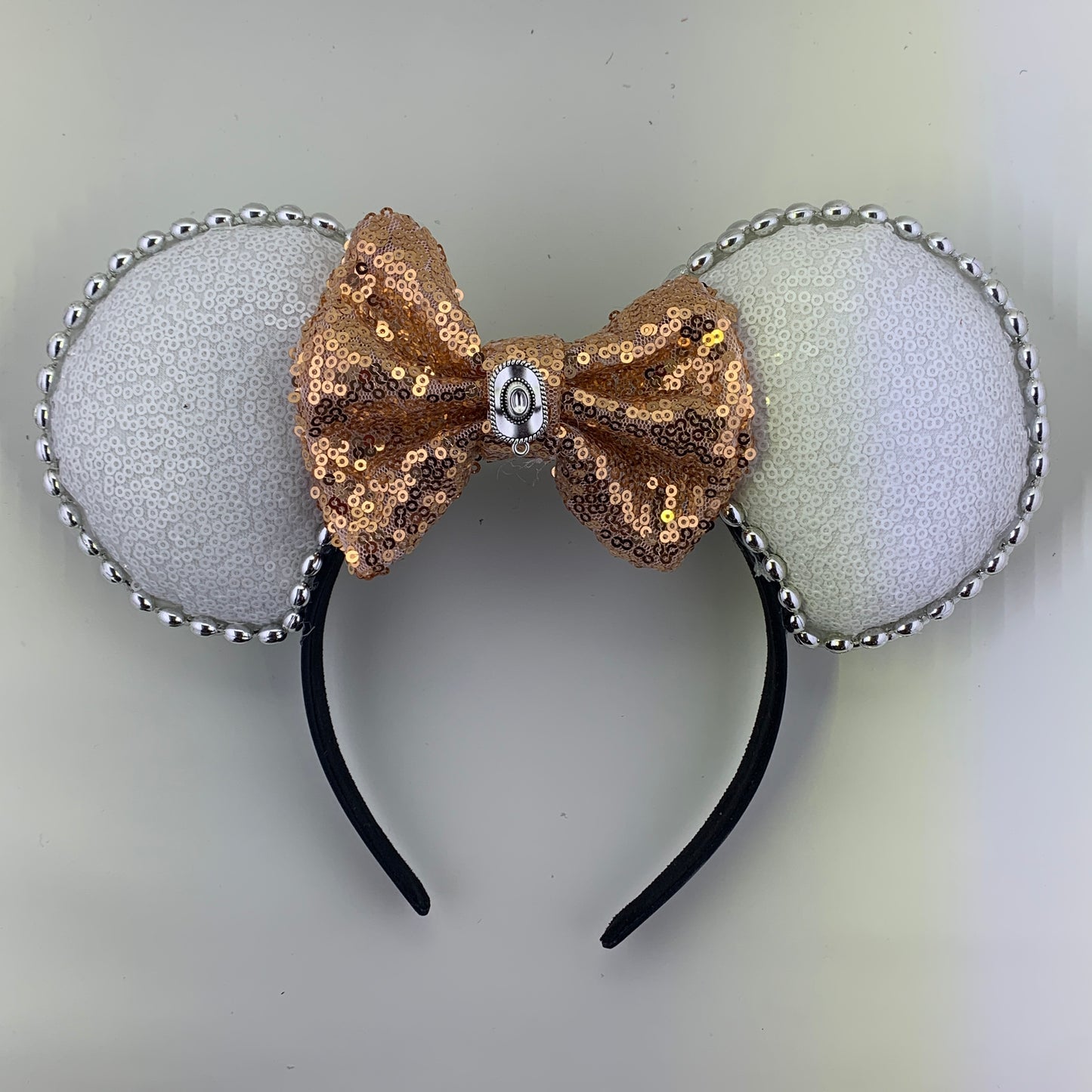 Sequin Ears For Dance Teams (White Base | Silver Beads)