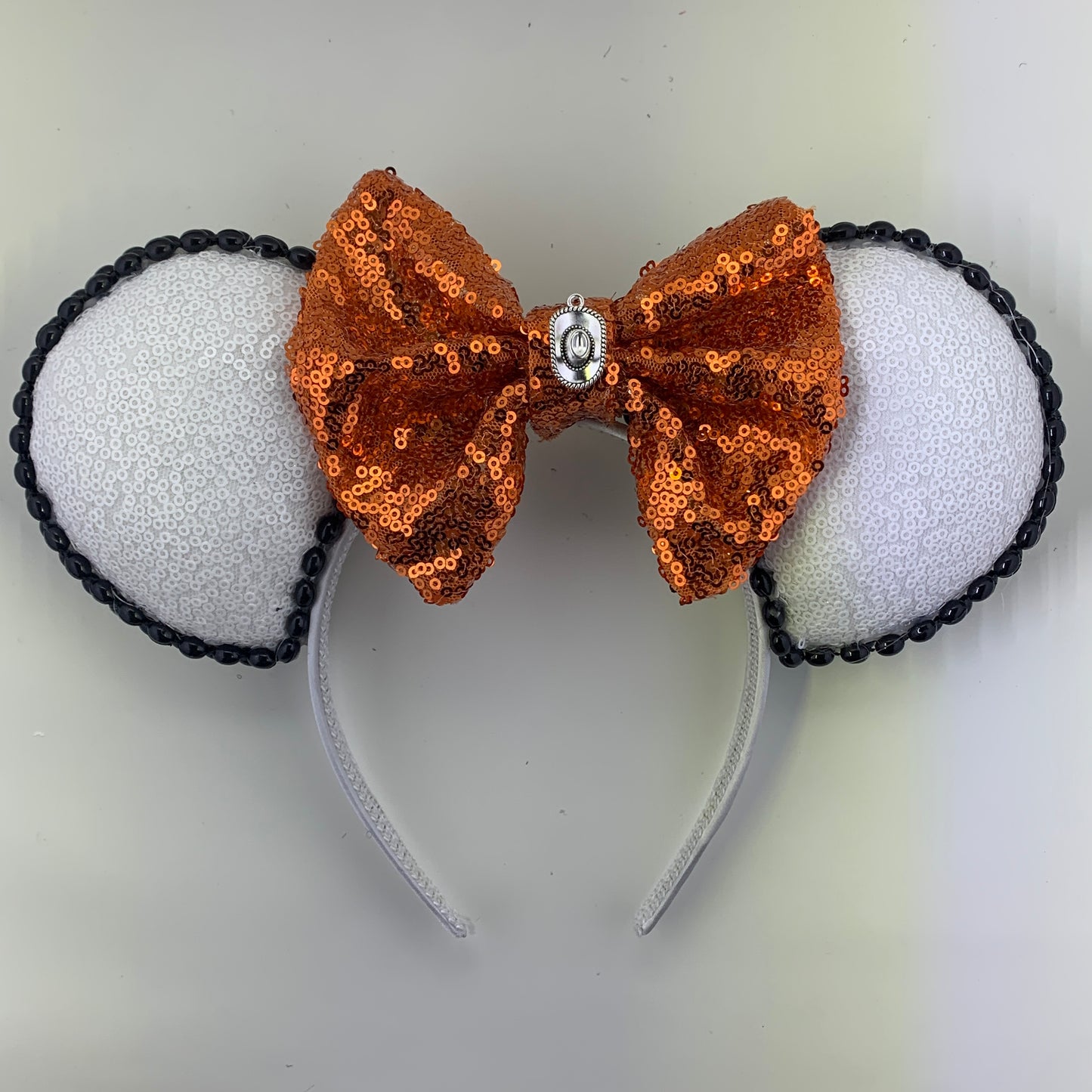 Sequin Ears For Dance Teams (White Base | Black Beads)