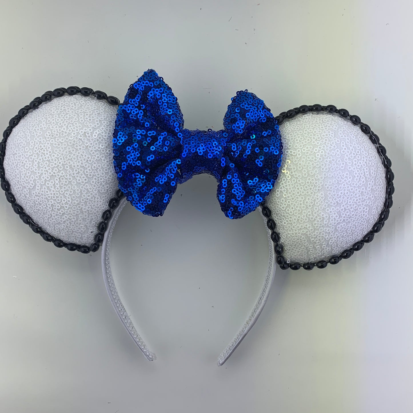 Sequin Ears For Dance Teams (White Base | Black Beads)