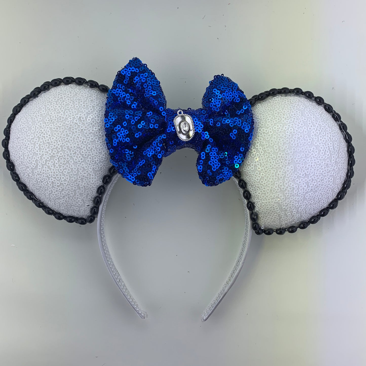 Sequin Ears For Dance Teams (White Base | Black Beads)