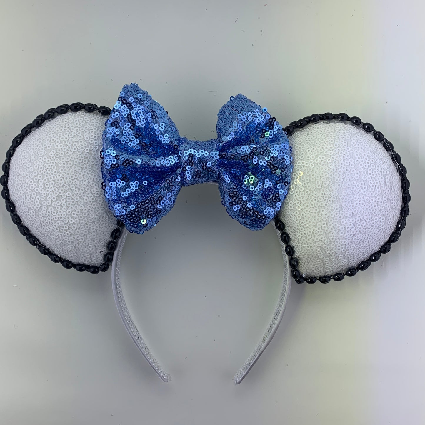 Sequin Ears For Dance Teams (White Base | Black Beads)
