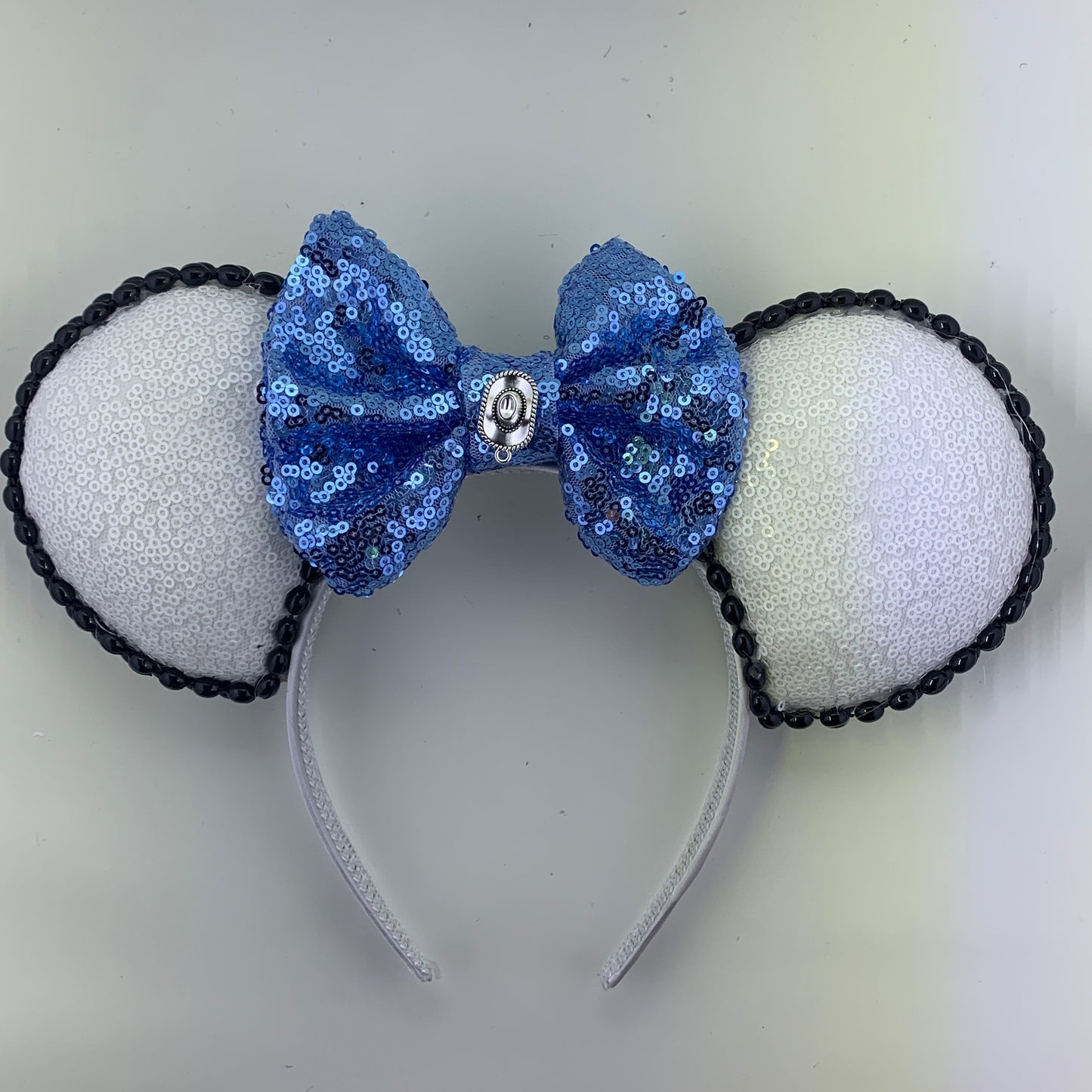 Sequin Ears For Dance Teams (White Base | Black Beads)
