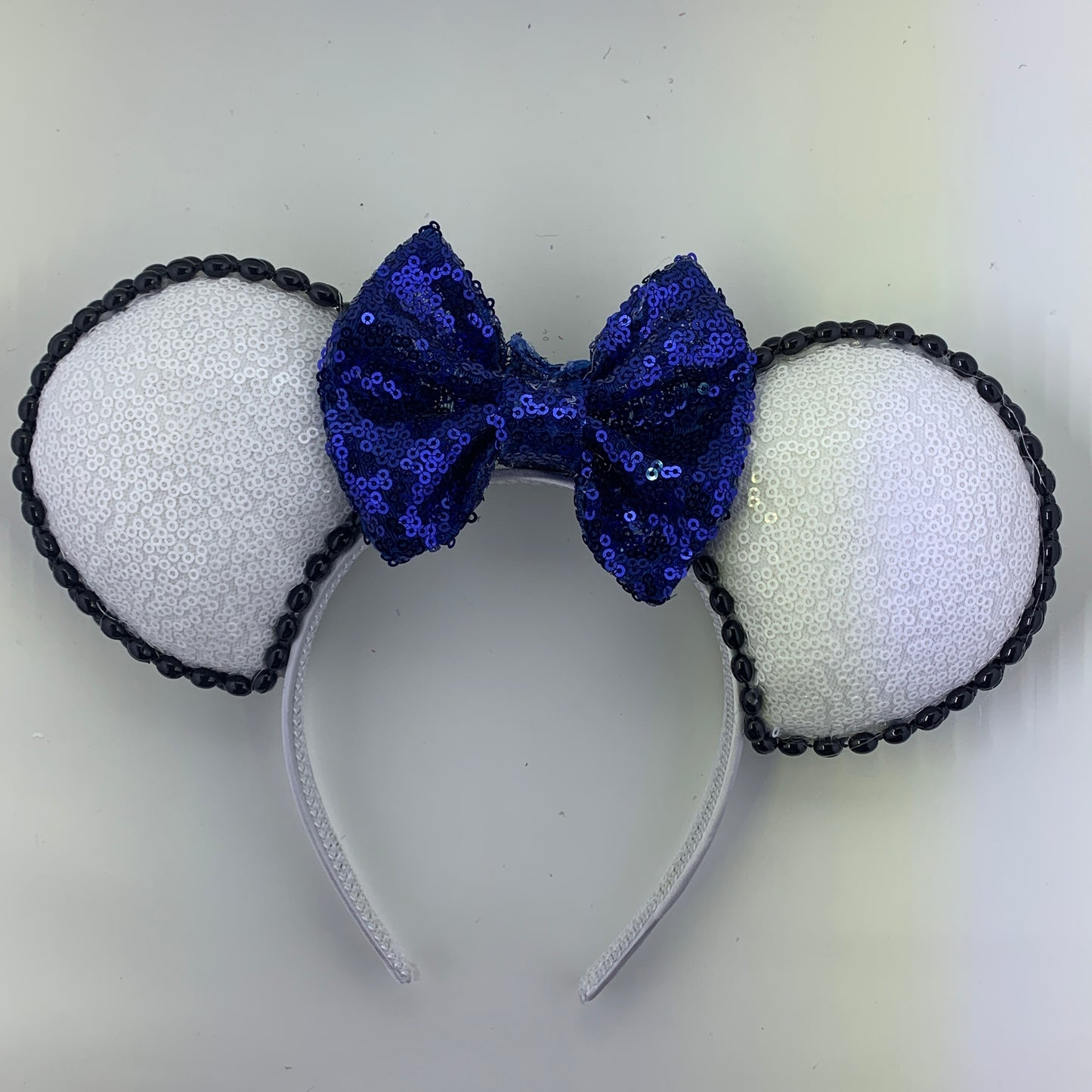 Sequin Ears For Dance Teams (White Base | Black Beads)