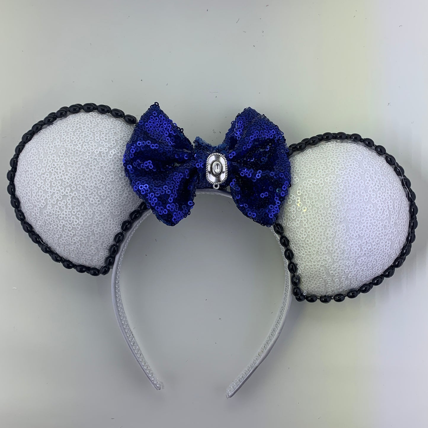 Sequin Ears For Dance Teams (White Base | Black Beads)