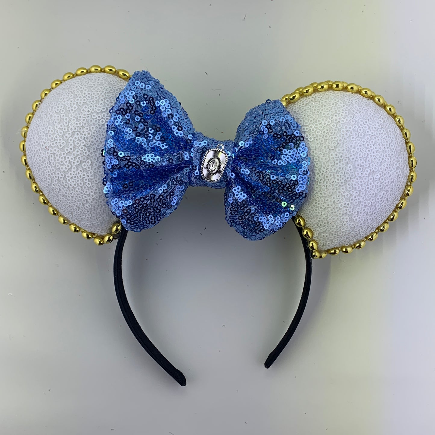 Sequin Ears For Dance Teams (White Base | Gold Beads)