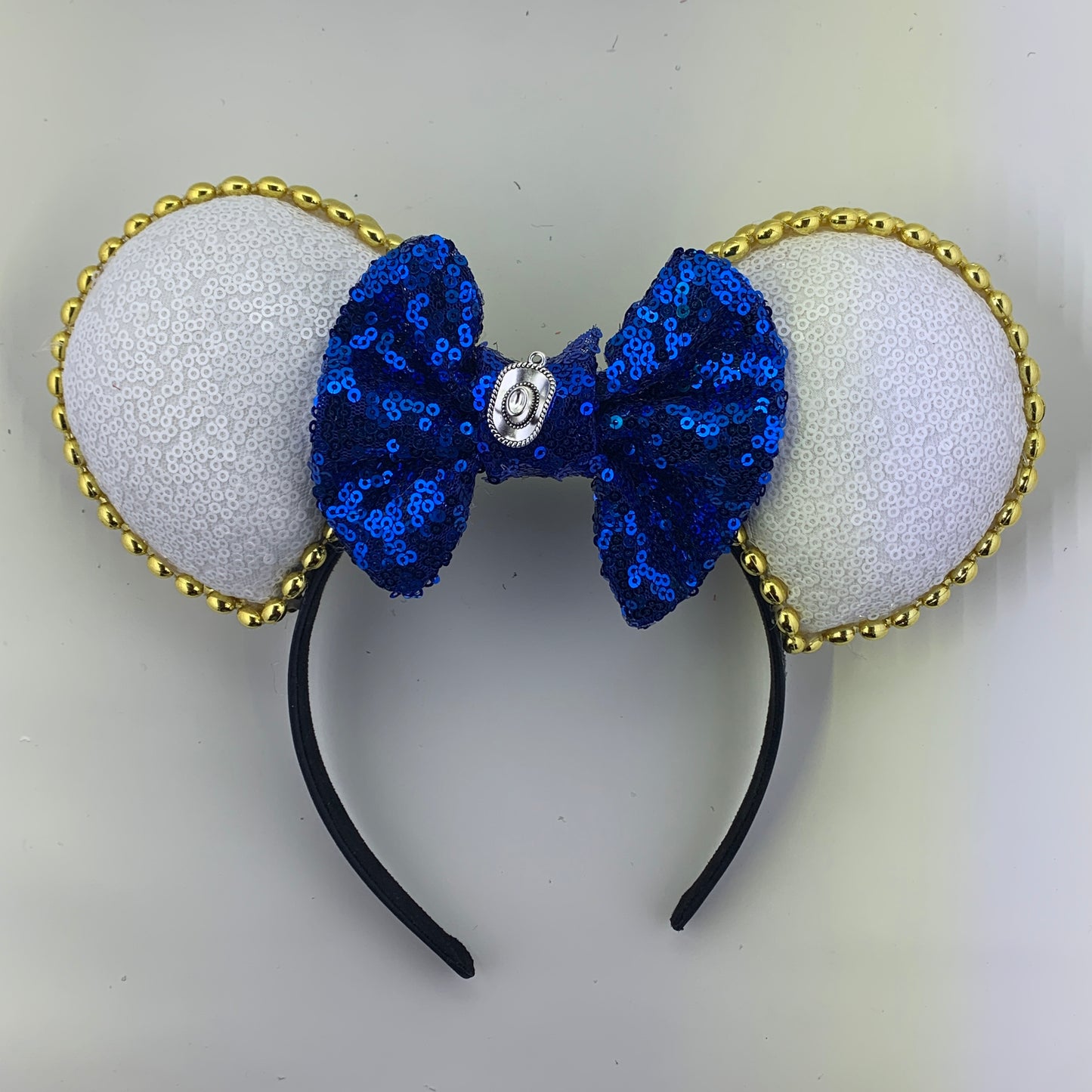 Sequin Ears For Dance Teams (White Base | Gold Beads)