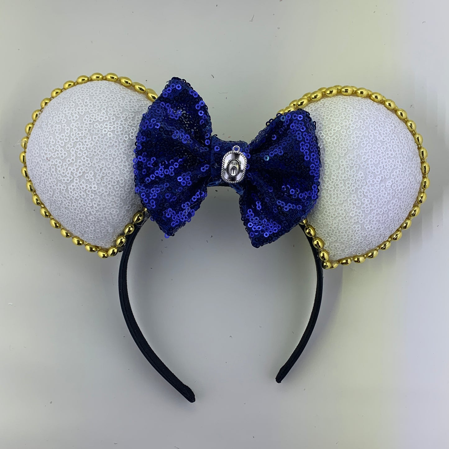 Sequin Ears For Dance Teams (White Base | Gold Beads)