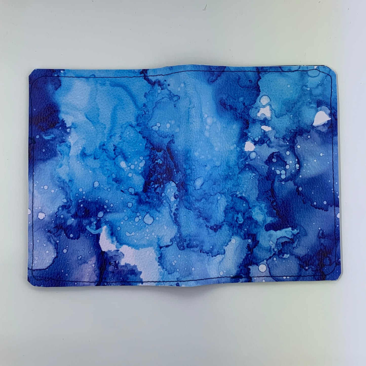 Alcohol Ink Blue Passport Cover (2 Card Slots & 1 Side Flap)