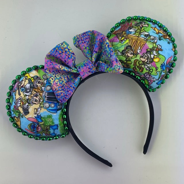 Safari Adventure Blue w/ Colorful Adventure Bow 3 Ears