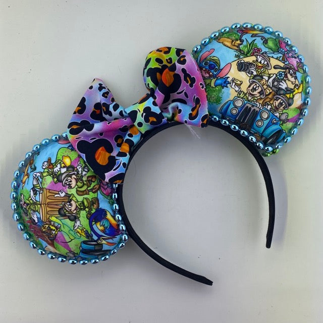 Safari Adventure Blue w/ Tye Dye Leopard Bow Ears