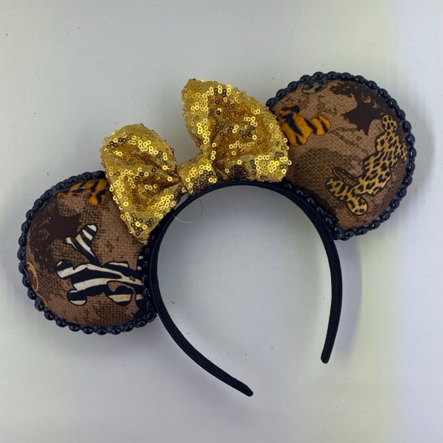 Safari Print MM w/ Gold Bow Ears