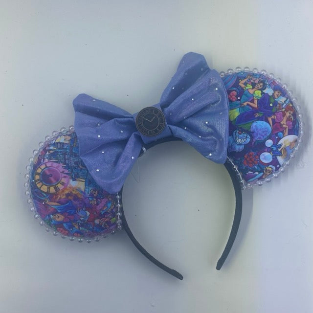 Stroke of Midnight Mice w/ Blue Satin Bow Ears