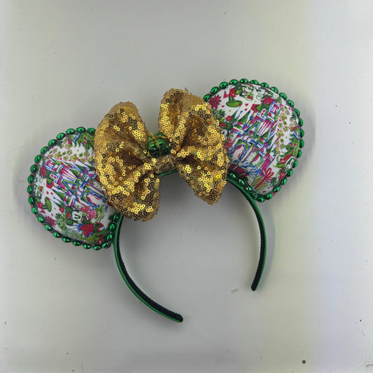 LP Inspired Christmas White w/ Gold Bow Ears