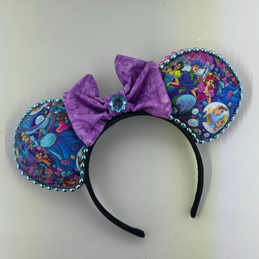 A Dream Is A Wish Stroke of Midnight w/ Purple Filagree Bow Ears