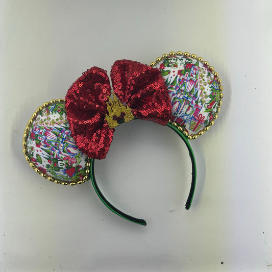 LP Inspired Christmas White w/ Red Bow Ears