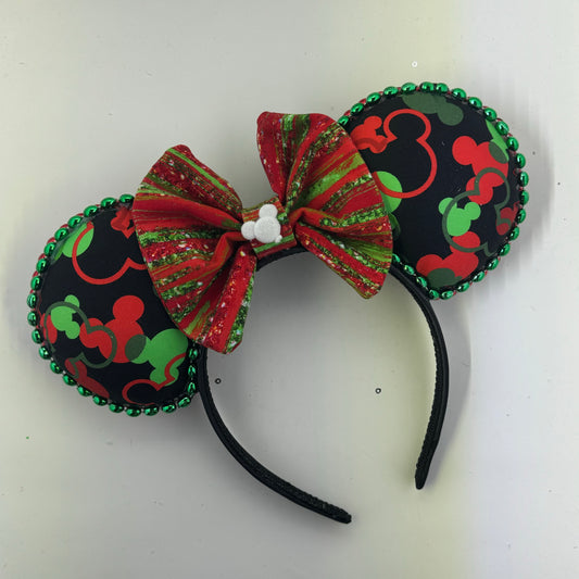 Christmas Fetti w/ Christmas Stripe Bow 3 Ears