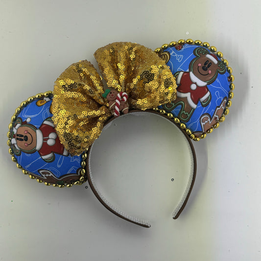 Ginger Mouse Blue w/ Gold Bow Ears