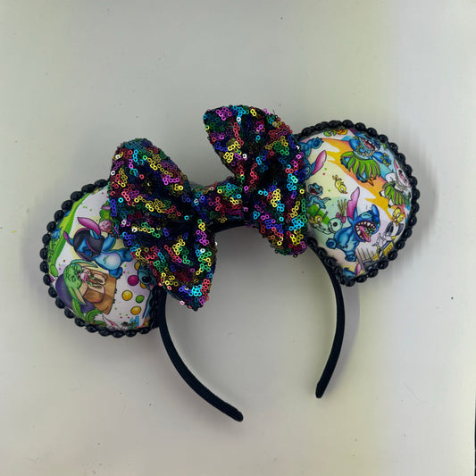 Friends of 626 White w/ Rainbow Sequin Bow Ears