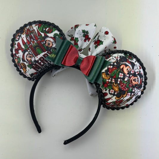 Christmas Mouse Classic w/ Classic Mini Holly Bow Ears