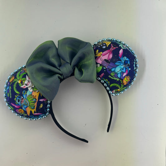 Friends of 626 w/ Navy Green Satin Bow Ears