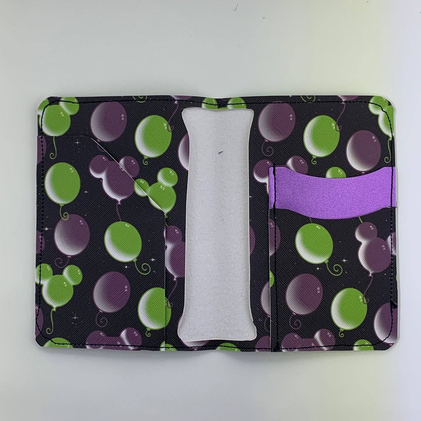 Green & Purple Balloons Passport Cover (2 Card Slots & 1 Side Flap)