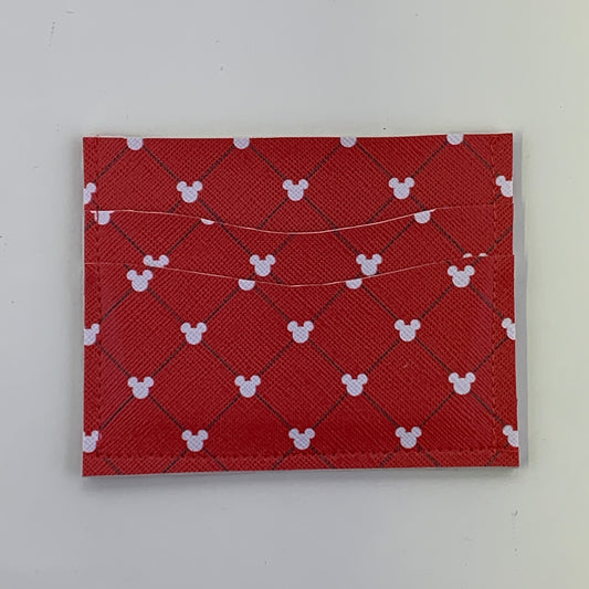 Quilt Red With White Five Pocket Card Holder